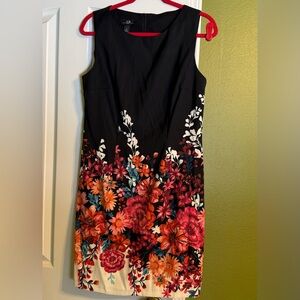 AGB Black Dress with Vibrant Floral Design